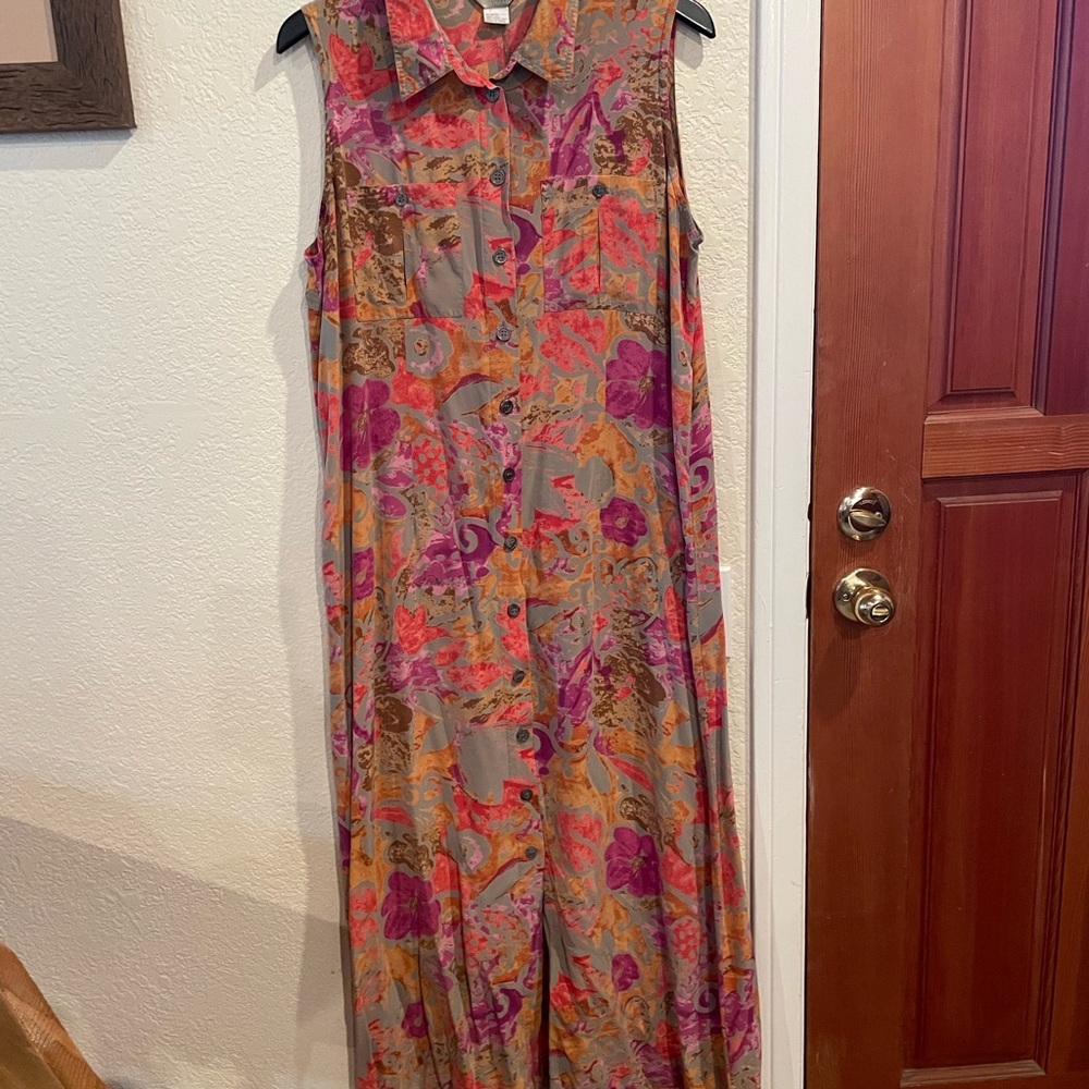 The Territory Ahead Silk Floral Dress - Pink and Orange